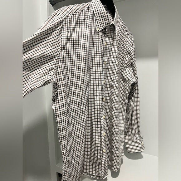 Peter Millar Nanoluxe Easycare black and brown check Button Down Shirt Large - Picture 6 of 9